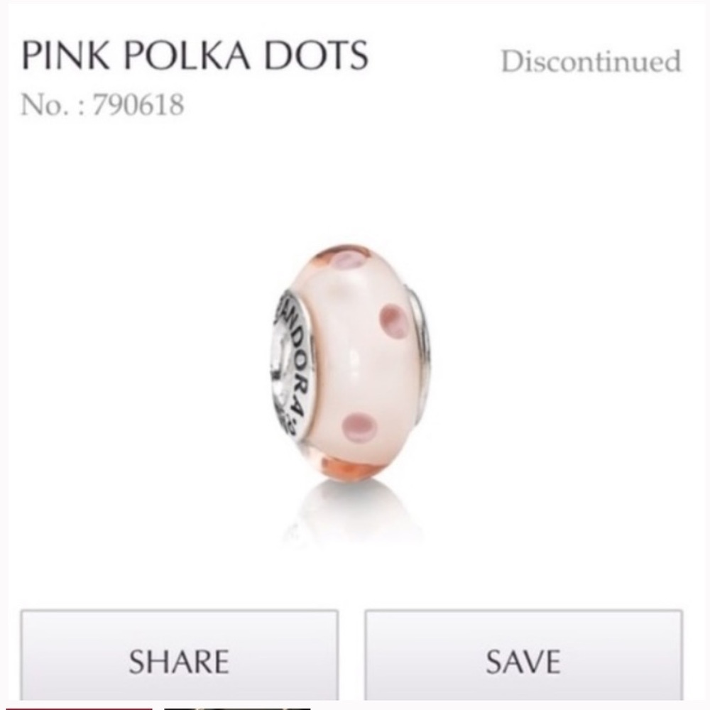 Pandora Pink Polka Dot Murano Glass Charm-retired